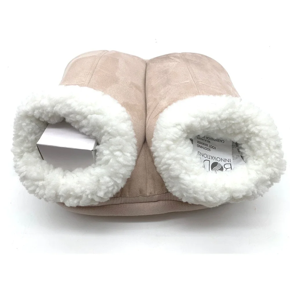 Body Innovations Soothing Foot Warmer One Size Tan Heat Vibration Memory Foam
